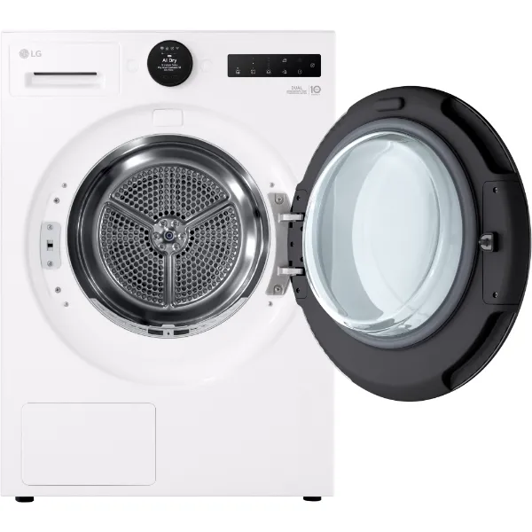 LG RHX7010TWB 10kg DUAL Inverter Heat Pump™ Dryer in White_door open