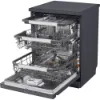 LG DF587HMS 14 Place Setting TrueSteam™ Full Size Freestanding Dishwasher in Matte Black_open