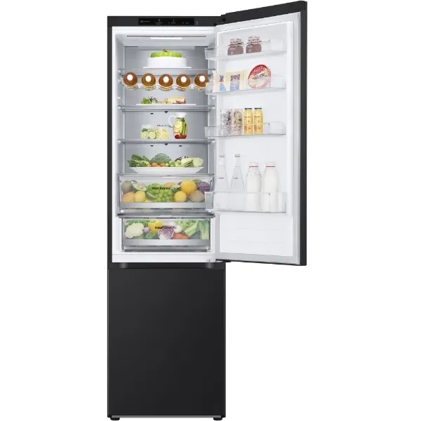 LG GBV5240CEP 387L NatureFRESH™ Tall Fridge Freezer in Essence Matte Black_fridge open