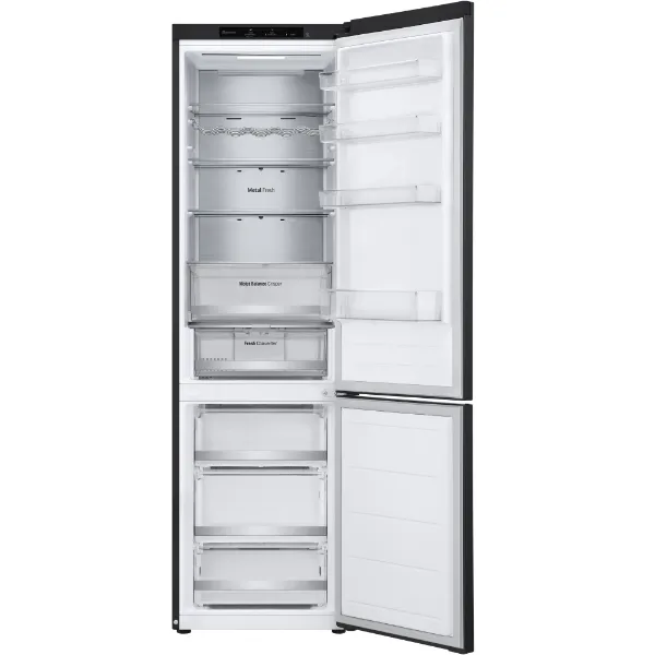 LG GBV5240CEP 387L NatureFRESH™ Tall Fridge Freezer in Essence Matte Black_interior empty