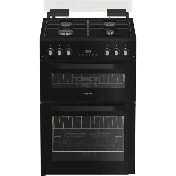 Hotpoint HDG6GDCB1 60cm Gas Double Cooker with Glass Lid - Black_main