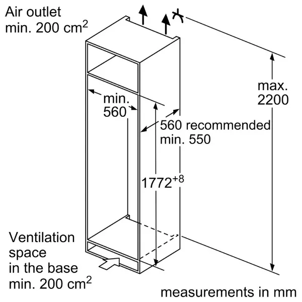 Bosch KIR81VFE0G Built-in fridge _measurements