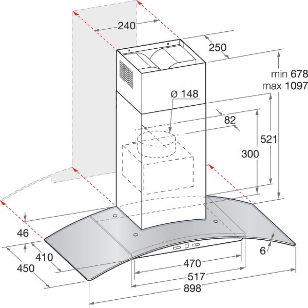 Hotpoint PHGC94FLMX 90cm Chimney Cooker Hood in Stainless Steel 