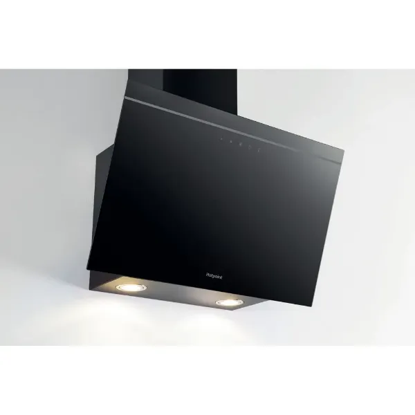 Hotpoint PHVP62FLTK 60cm Chimney Cooker Hood in Black
