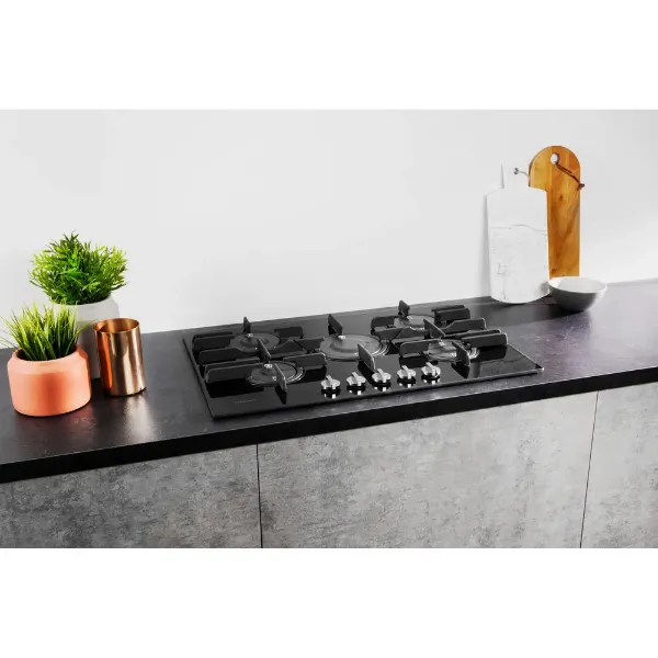 Hotpoint FTGHG751D/HBK 70cm Gas Hob with Front Control in Black