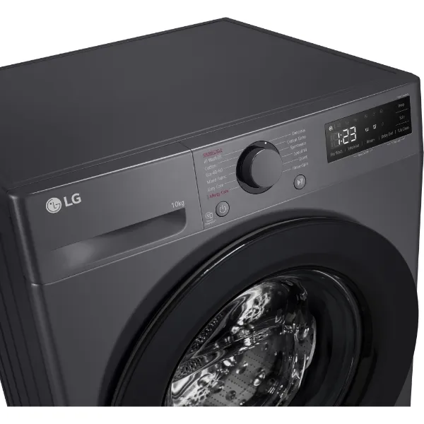 LG F4Y510GBLN1 10kg Steam™ Washing Machine in Slate Grey_angled