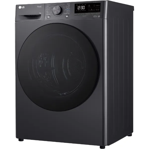 LG FDV709GN 9kg Dual Inverter Heat Pump™ Tumble Dryer in Slate Grey_angled view