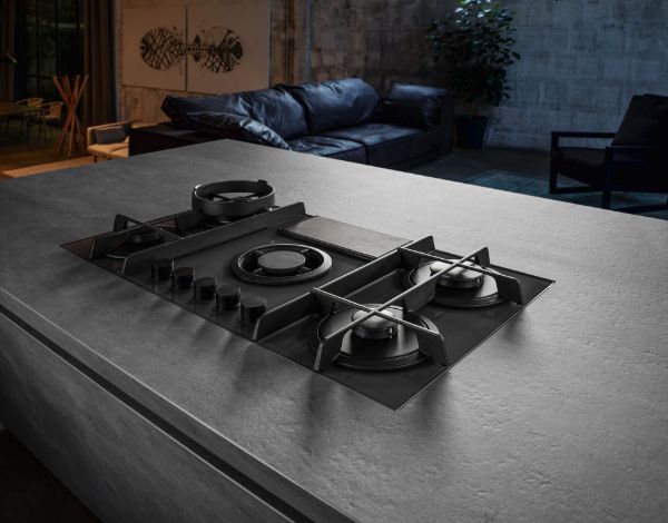 Elica NT-FLAME-EVO-BL NikolaTesla Flame 90cm Venting Gas Hob in Black_overhead view