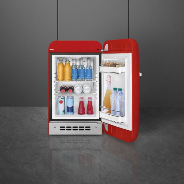 Smeg FAB5RRD6 40cm 50s Style Right Hand Hinged Free Standing Refrigerator In Red