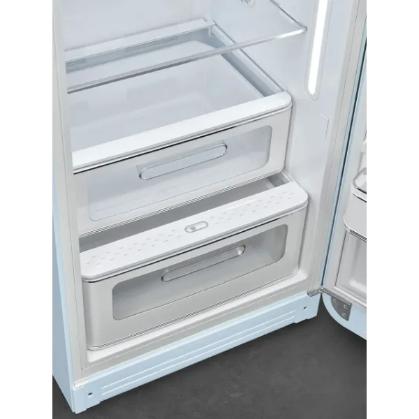 Smeg FAB28RPB6UK 60cm 50’s Style Right Hand Hinged Free Standing Refrigerator In Pastel Blue