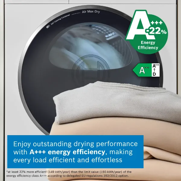 Bosch WRB247C9GB Series 8 9kg Heat Pump Tumble Dryer in White