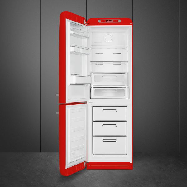 Smeg FAB32LRD6UK 60cm 50's Style Fridge Freezer Left Hand Hinge in Red