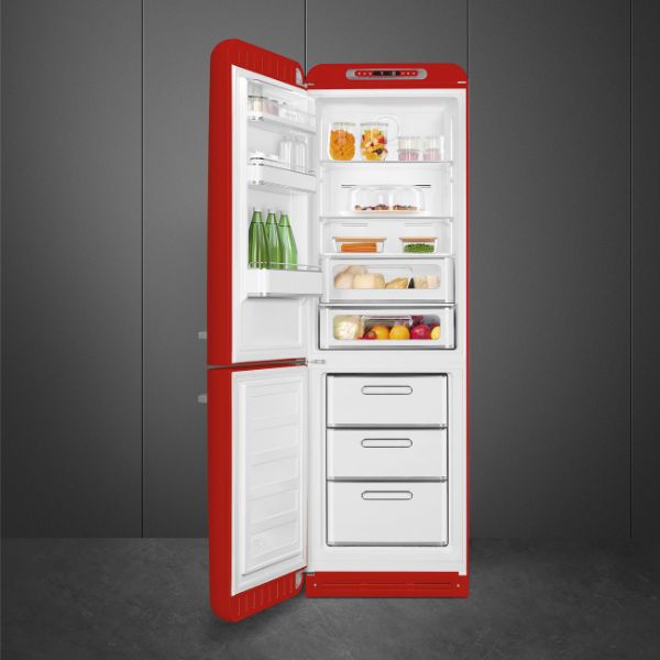Smeg FAB32LRD6UK 60cm 50's Style Fridge Freezer Left Hand Hinge in Red