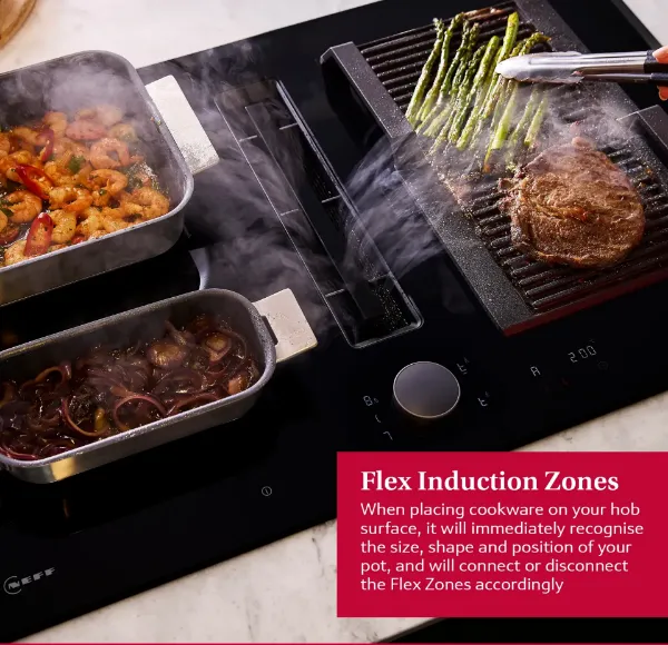 Neff V68YYX4C0 Flex Design 80cm Induction hob with Integrated Ventilation System in Black