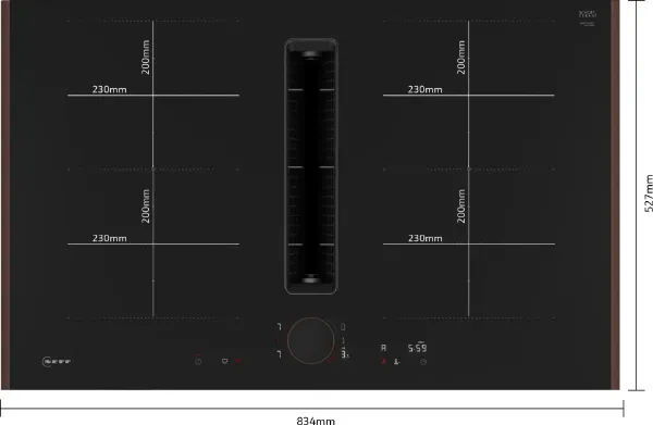 Neff V68YYX4C0 Flex Design 80cm Induction hob with Integrated Ventilation System in Black