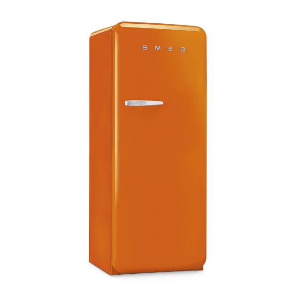 Smeg FAB28LOR6 60cm 50s Style Fridge with Icebox Left Hand Hinge In Orange
