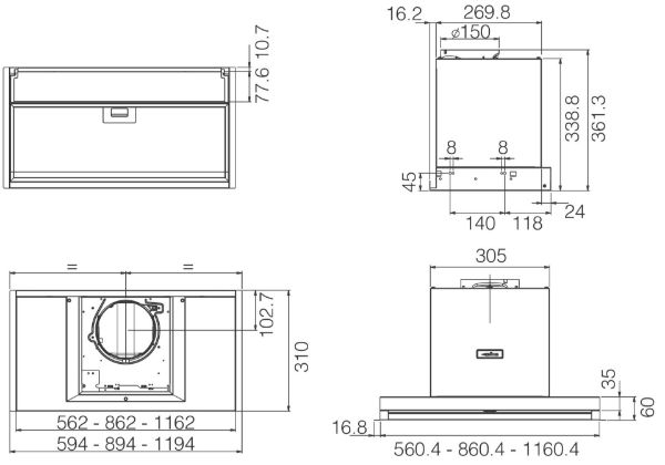 Elica BOXIN-LX-BL-90 Boxin Lux 90cm Integrated Hood in Black