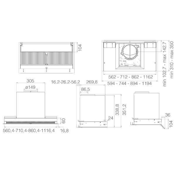 Elica BOXN-AD-DRY-60 Boxin Advance Dry 60cm Integrated Cooker Hood in Stainless Steel