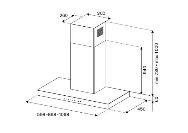 Bertazzoni KT90P1XV Master Series 90cm Wall Mounted T-Shaped Cooker Hood in Stainless Steel