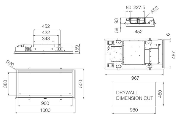 Elica ILLUS-PLS-RM-BK 100cm Ceiling Integrated Cooker Hood in Black 