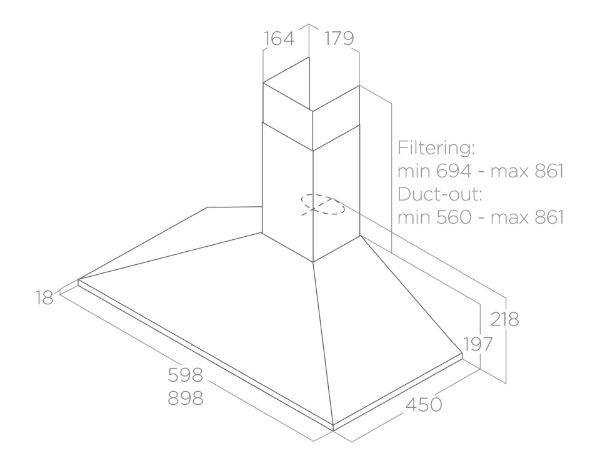 Elica MISSY-LED-60 60cm Wall Mounted Cooker Hood in Stainless Steel