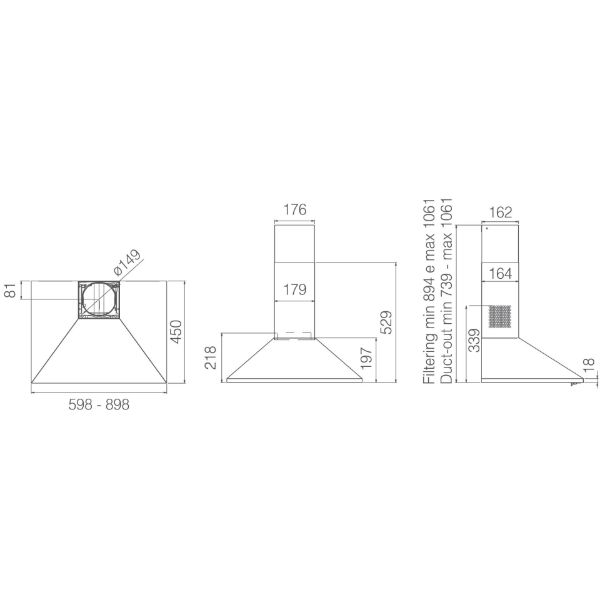 Elica MISSY-LED-60 60cm Wall Mounted Cooker Hood in Stainless Steel
