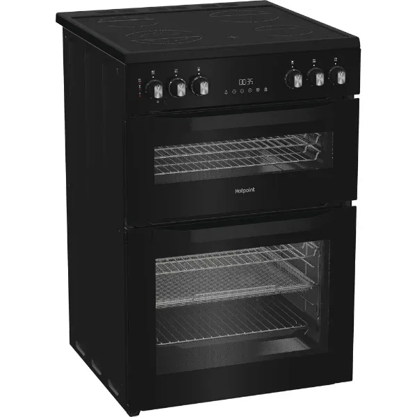 Hotpoint HDE6VDCASB1 60cm Electric Double Cooker with Air Fry in Black