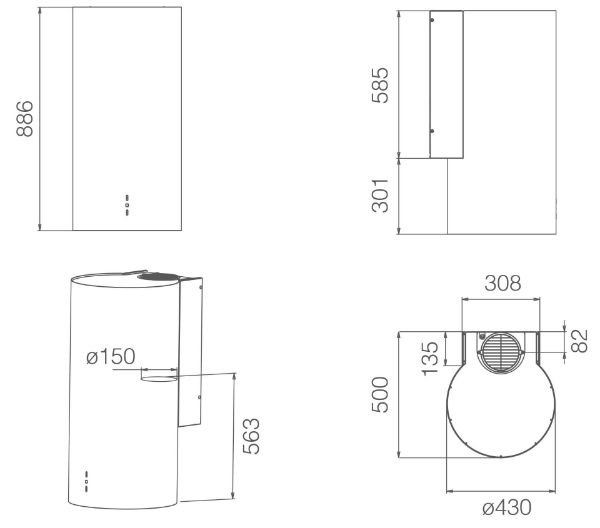 Elica TUBE-PRO-BLK Tube Pro Wall-Mounted Cooker Hood