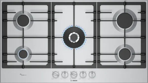 Bosch PCR9A5I90 Series 6 90 cm 5 Burner Gas Hob in Stainless Steel