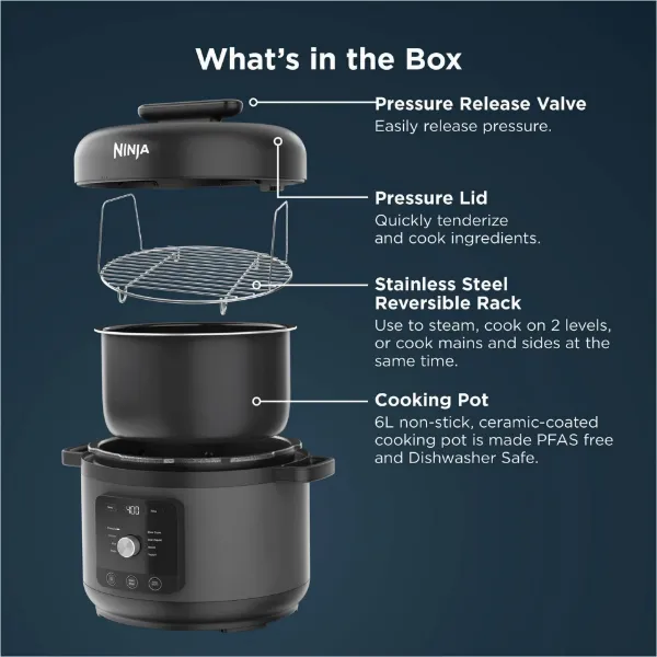 Ninja PC201UK HyperHeat 9-in-1 Pressure & Rice Cooker - Grey/Black