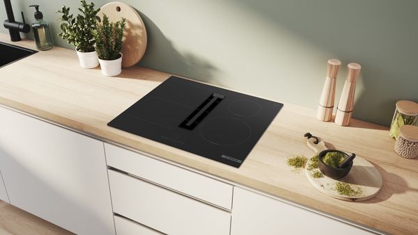 Bosch PVS611B16E 60cm Induction Hob with Integrated Ventilation System in Black