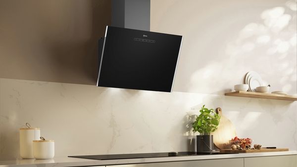 Neff D63IDK1S0B 60cm Wall-Mounted Cooker Hood in Clear Glass and Black