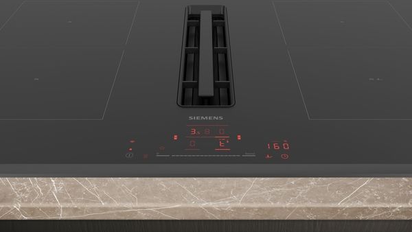 Siemens ED851HQ26E 80cm Induction Hob with Integrated Ventilation System in Black