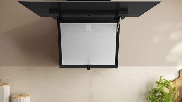 Neff D65IFN1S0B 60cm Wall-Mounted Cooker Hood in Clear Glass and Black