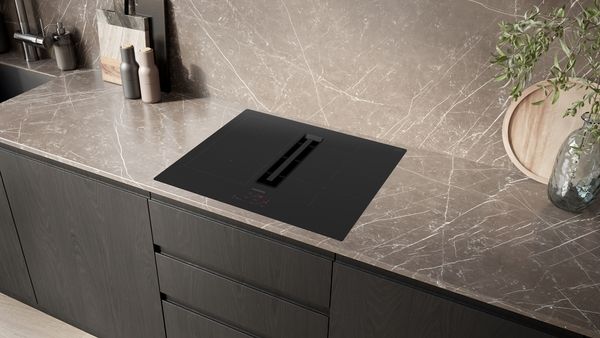 Siemens ED611BS16E Induction Hob with Integrated Ventilation System in Black