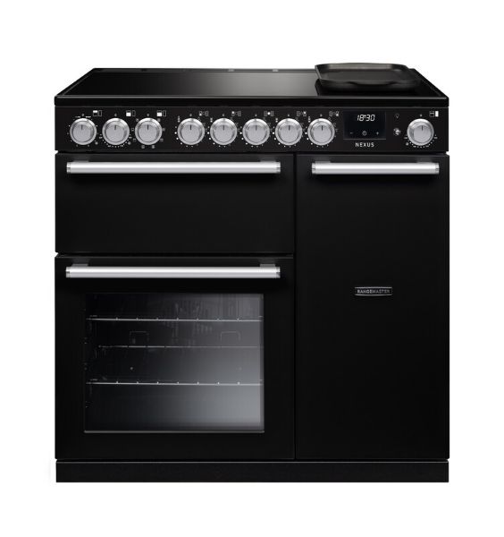 Rangemaster 16368 Nexus 90 Induction Range Cooker in Charcoal Black with Chrome Trim - NEX90EIPCBL/CM1