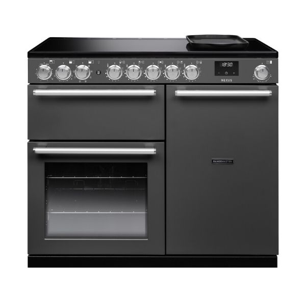Rangemaster 16404 Nexus 100 Induction Range Cooker in Slate with Chrome Trim - NEX100EIPSLT/CM1