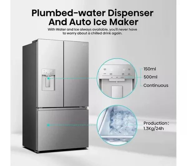 Hisense RF815N4SESE Total No Frost Plumbed American Fridge Freezer - Silver