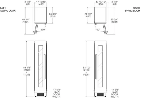 Bertazzoni WC455BLX2T 45 cm Built-in Wine Cellar Column Left Hinge in Stainless Steel 