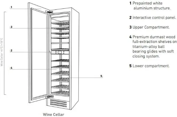 Bertazzoni WC605BRX2T 60 cm Built-in Wine Cellar Column Right Hinge in Stainless Steel 