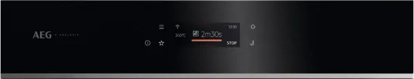 AEG GX7PB63FSB 59.6cm Built In Electric Single Oven - Gloss Black with Steel Trim