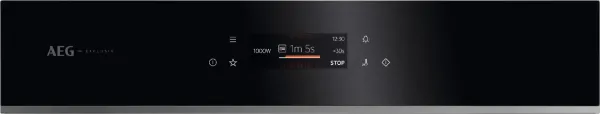 AEG GK7NK62FB 59.5cm Compact Combi Microwave Oven - Gloss Black with Steel Trim