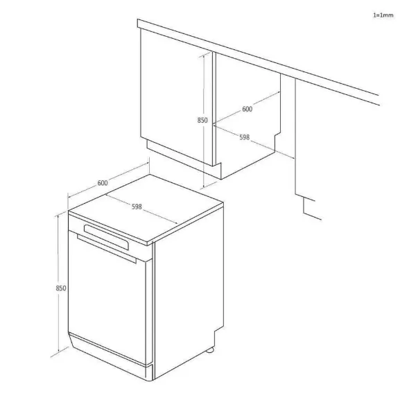 Haier XF 6B2M3BX-80 Dishwasher - Silver - 16 Place Settings