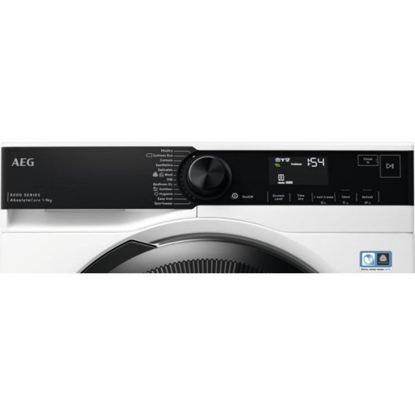 AEG TR849P4B 8000 AbsoluteCare® 9kg Heat Pump Tumble Dryer White_Control Panel Close Up