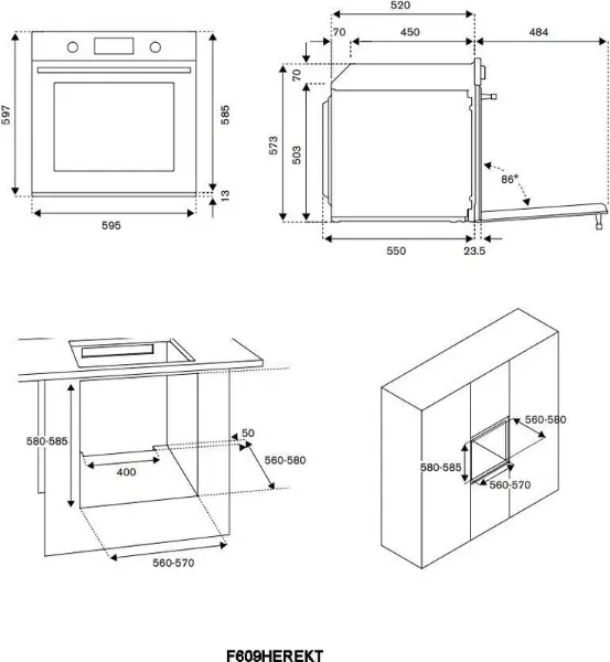 Bertazzoni F609HEREKTAX Heritage Series 60cm Electric Built-In Oven in Ivory/Chrome