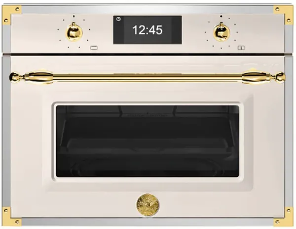 Bertazzoni FHER4077MTAG3 Heritage Series TFT 45cm Built-In Combi Microwave in Ivory/Gold