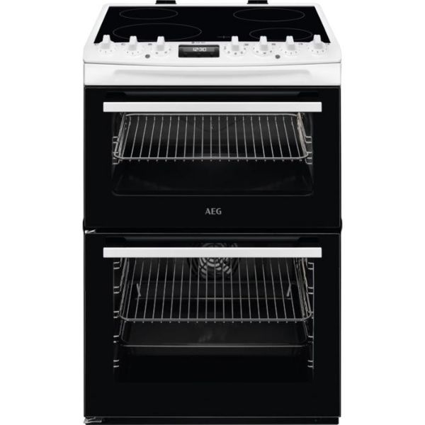 AEG CCX6740ACW 6000 SteamBake 60cm Freestanding Electric Ceramic Cooker White_Front View