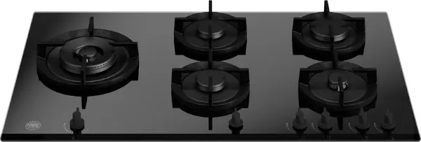 Bertazzoni P905LMODGNE Modern Series 90cm 5 Burner with Left Wok Burner Gas Hob in Black Glass