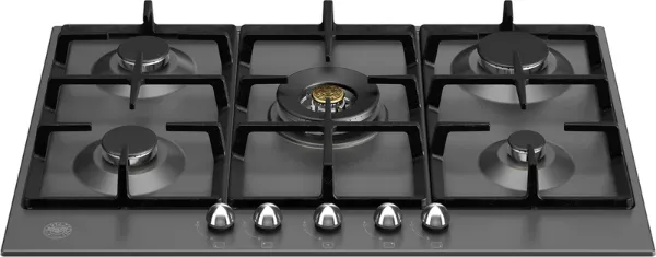 Bertazzoni P755CHERNE Heritage Series 75cm 5 Burner with Wok Burner Gas Hob in Matt Black