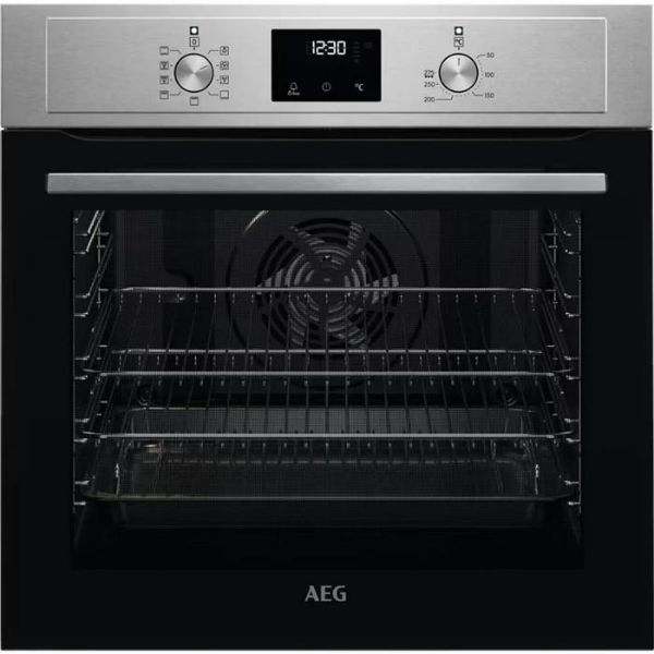 AEG BEX33501EM 3000 SurroundCook Built In Single Electric Oven Stainless Steel_Front View